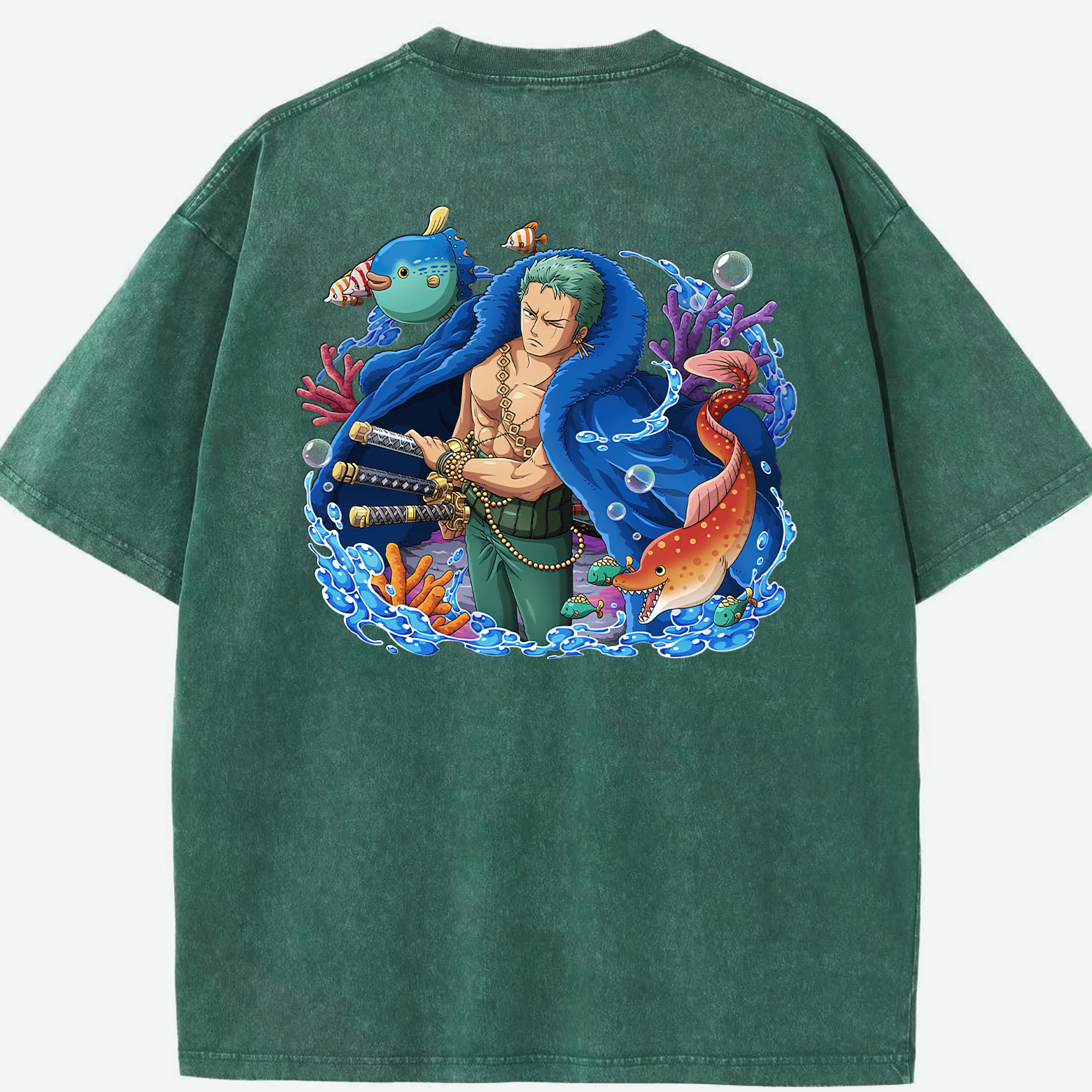 ワンピース ロロノア・ゾロ ONE PIECE Roronoa Zoro 綿100% ヴィンテージ風 半袖Tシャツ（背面プリント）